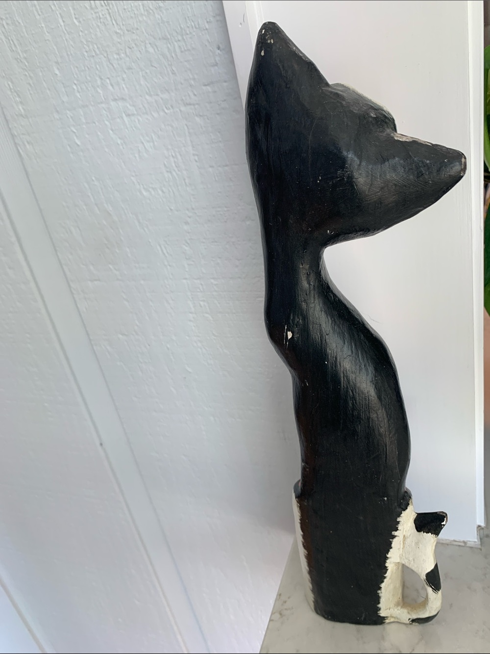 Vintage Folk Art Primitive Tall Wood Painted Cat - Picture 4 of 8